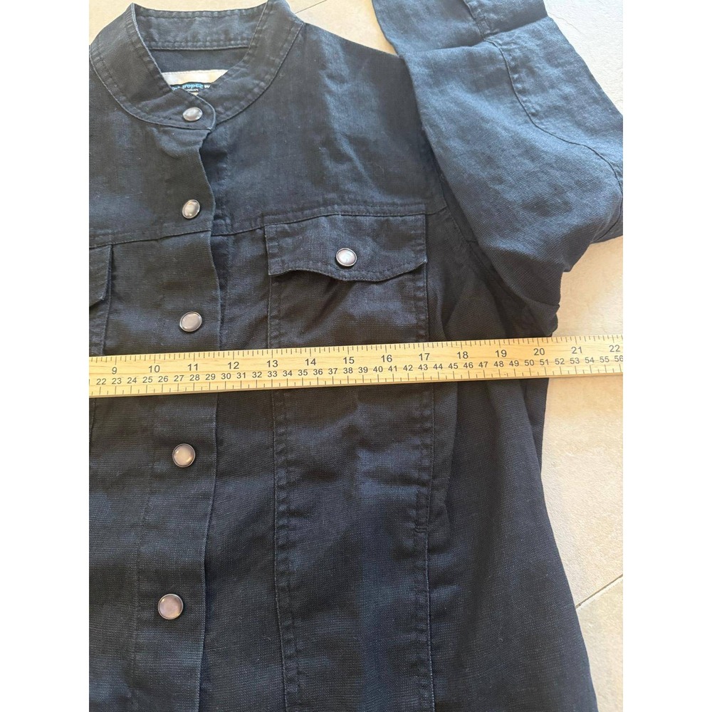 Saint Tropez West 100% Linen Black‎ Snap Front Jacket - Women's Size X - Picture 4 of 5